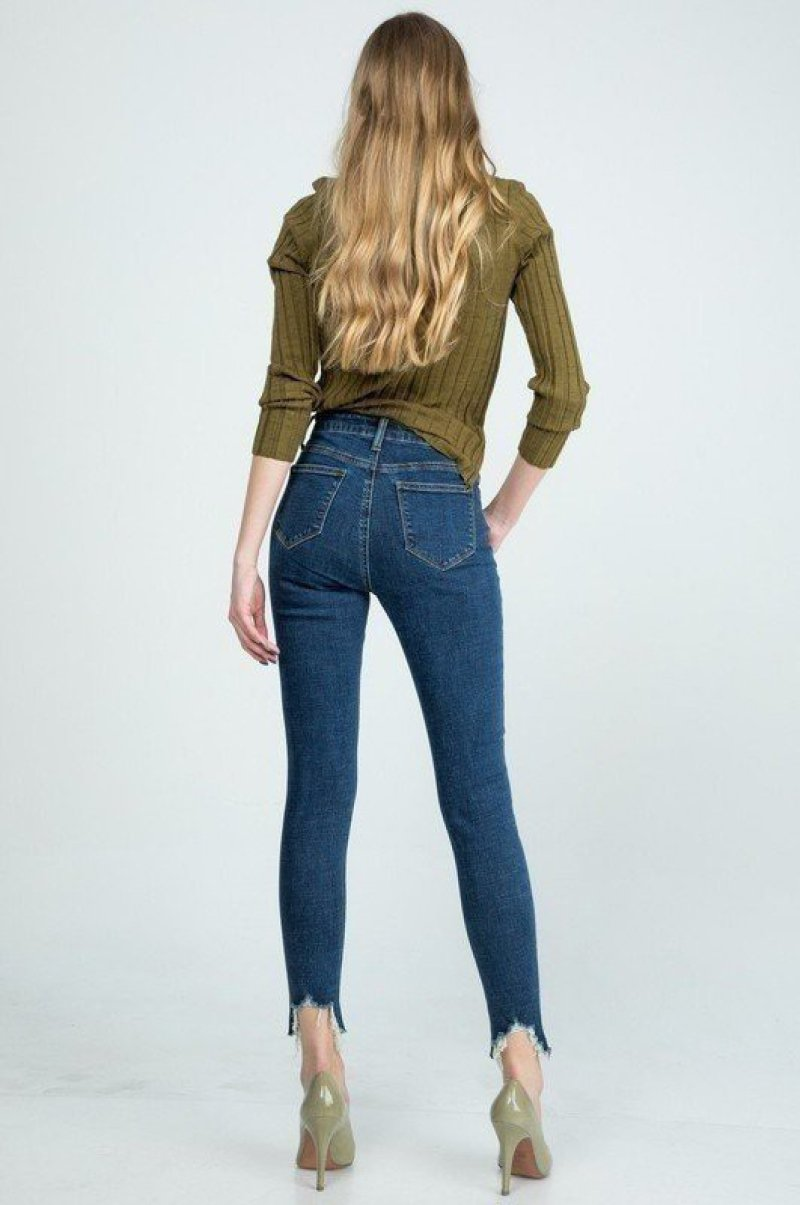 Distressed Skinny Jeans mit unterem Saum