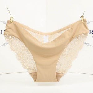 Low Waist Lace Floral Print Seamless Underwear - Walmel