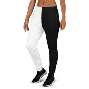 Calça Jogger Feminina - Calça esportiva gráfica bicolor preto e branco