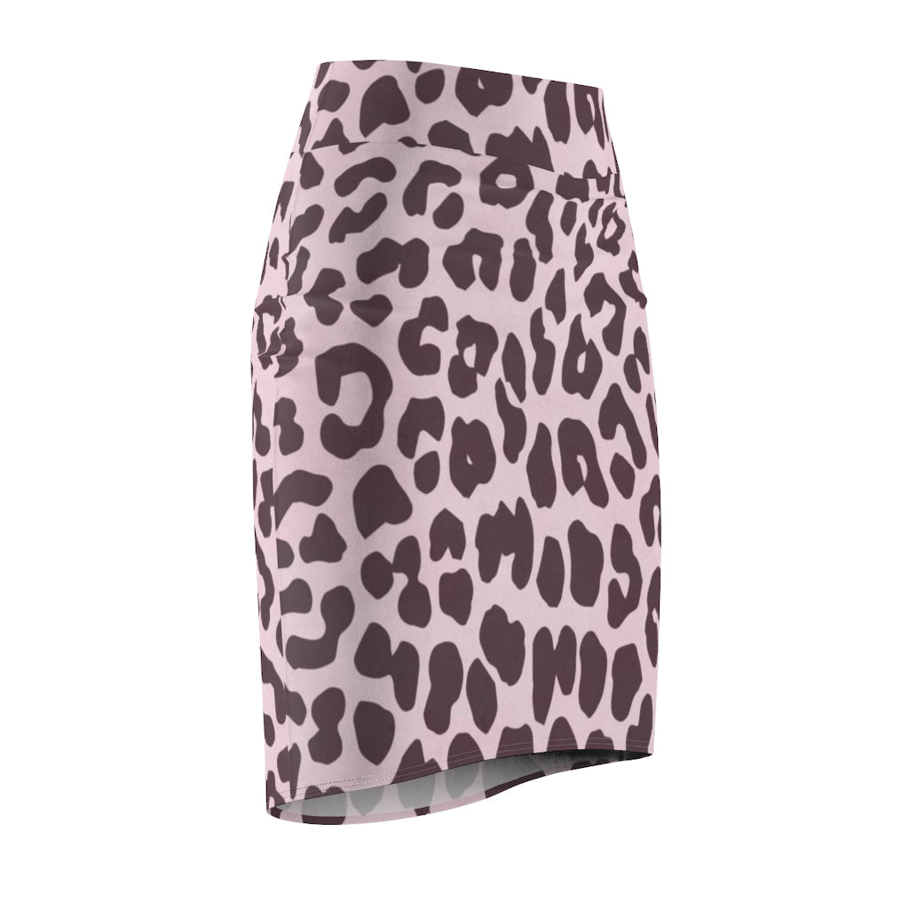 Uniquely You Womens Skirt - High Waisted / Pink Leopard Print Mini-Skirt