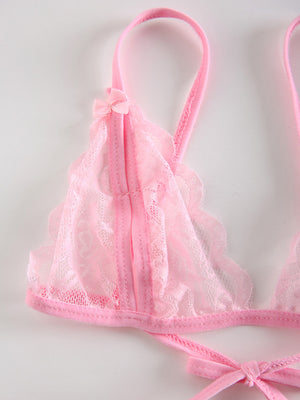 Women's Wireless Lace Bras Padless Triangle Cup Bras & Panties-Walmel