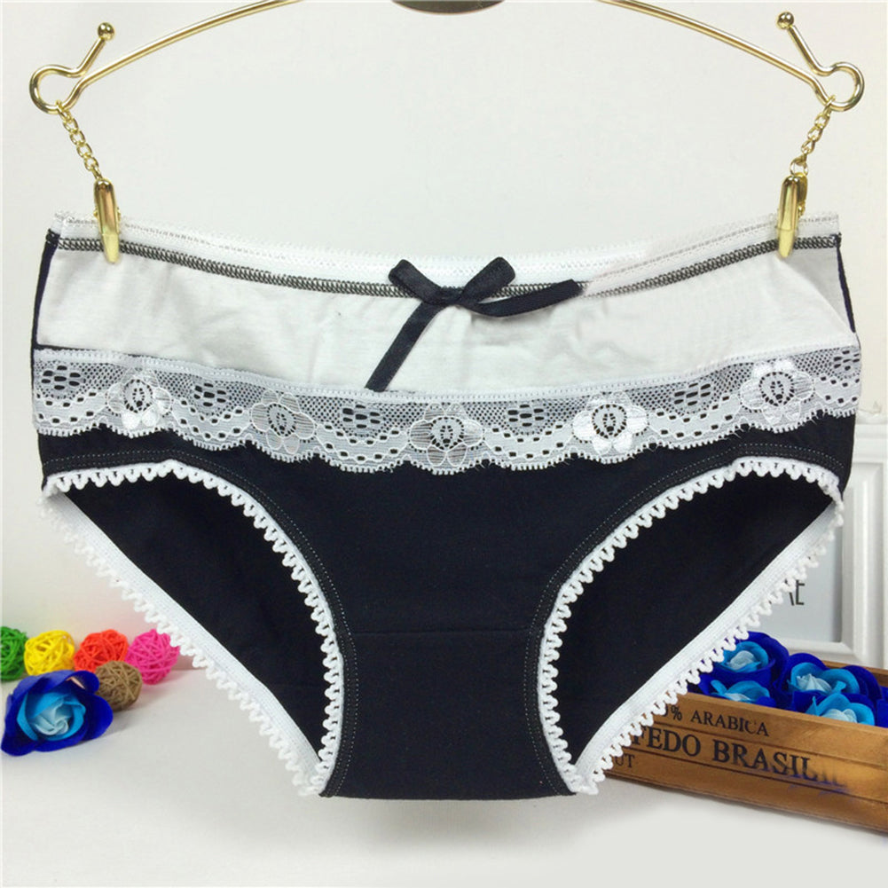 Girls' Briefs Soft Lace Trim Cute Bowknot Underwear - Walmel