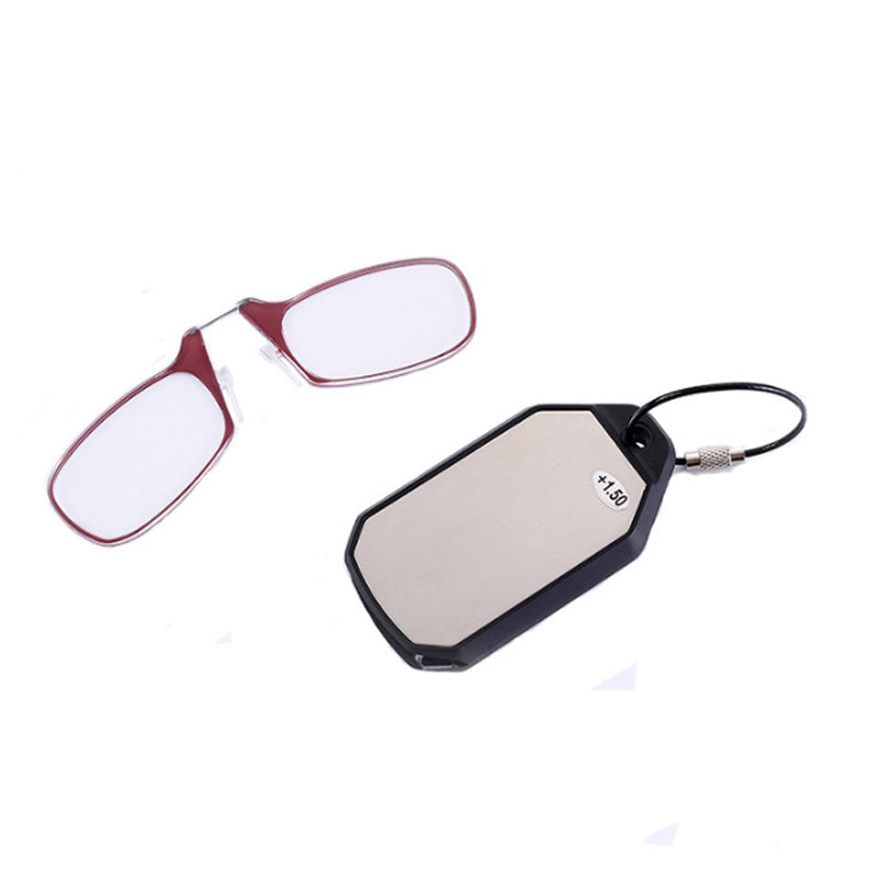 Portable Mini Reading Glasses Keychain Clip Nose
