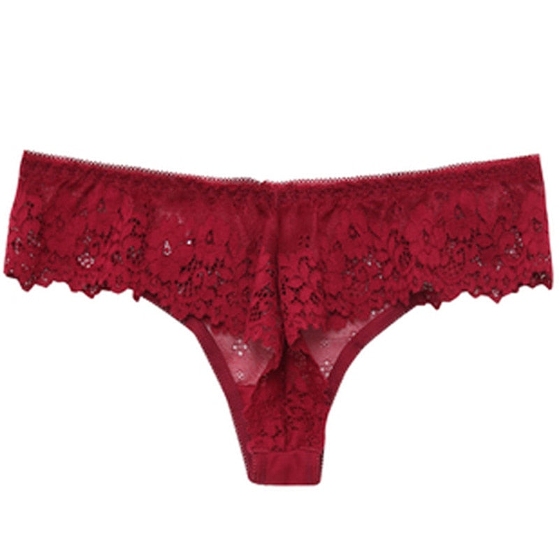 Lace Lingerie Panties Embroidery Thong Transparent - Walmel