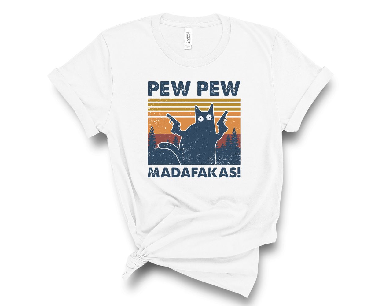 Camiseta retrô Pew Pew Cat Madafakas
