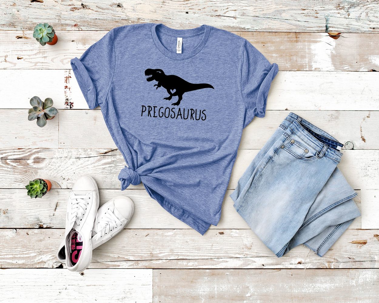 Camiseta de gravidez de dinossauro Pregosaurus