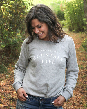 Women's Mountain Life Crew Sweatshirt, Heather Grey