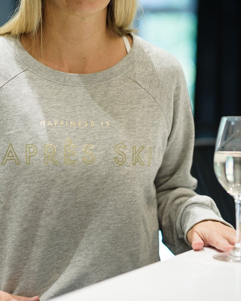 Damen-Sweatshirt „Apres Crew“, Graumeliert mit Gold