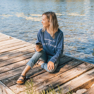 Women's Cottage Crew Sweatshirt, Heather Navy