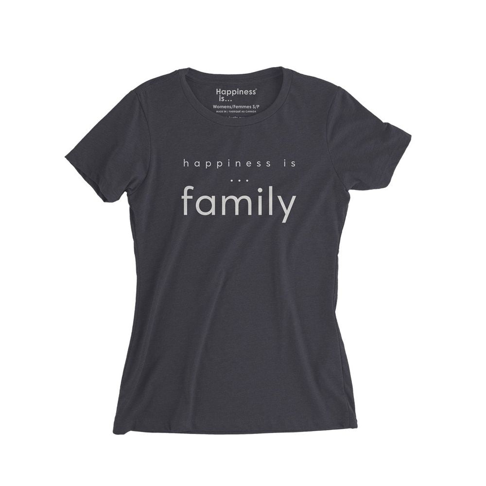 Camiseta feminina de família, preta vintage