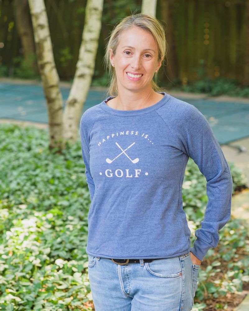 Damen Golf Crew Sweatshirt, Heather Navy