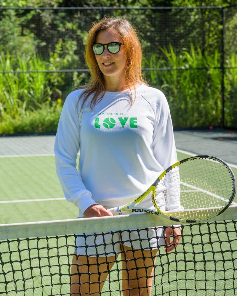 Moletom feminino de tênis Love Crew, branco