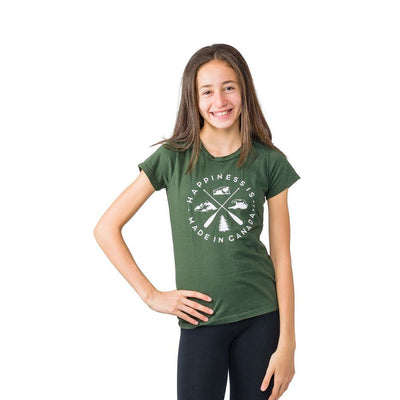 Jugend-Mädchen-Wappen-T-Shirt, Waldgrün