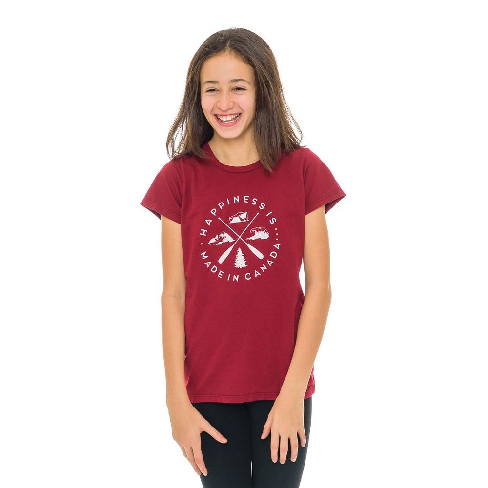 Camiseta com o escudo das meninas, vermelho do Canadá