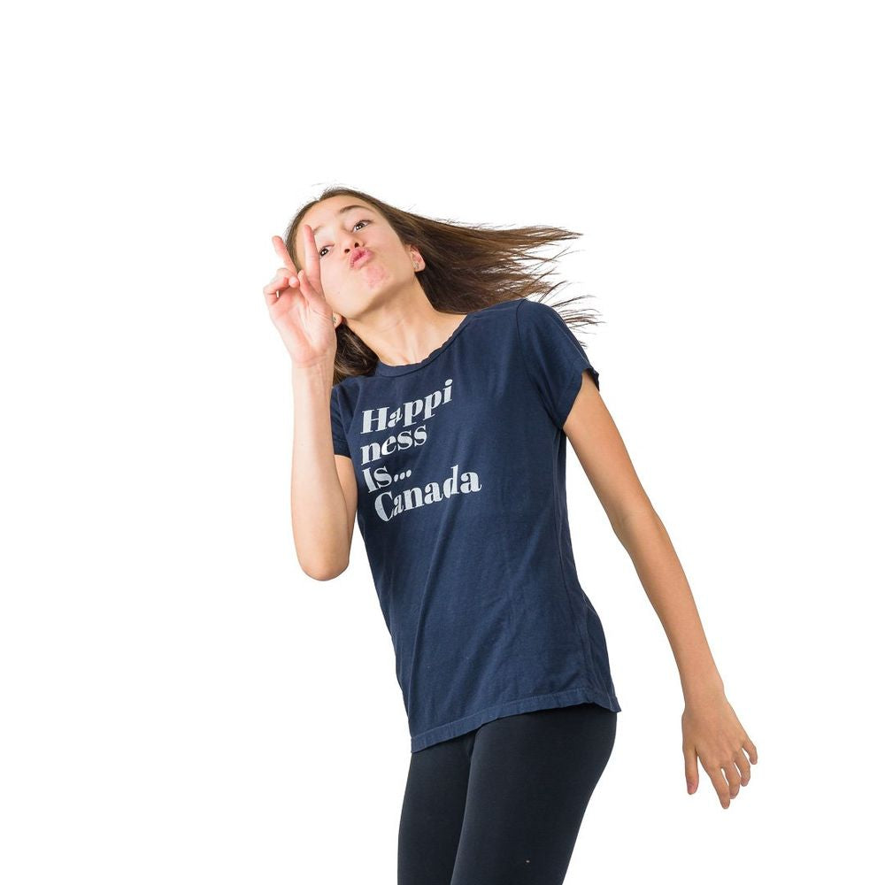 Camiseta Happi para meninas, azul marinho