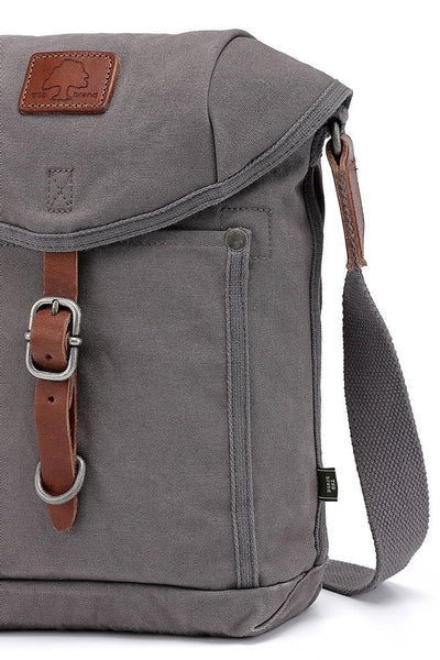Military-Inspired Leather Forest Crossbody Bag with Flap