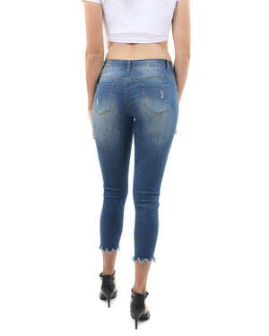 Calça jeans desgastada Dayton cintura alta