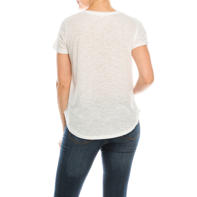 Urban Diction 4er-Pack Komfort-Kurzarm-T-Shirts mit einfarbigem V-Ausschnitt für Damen