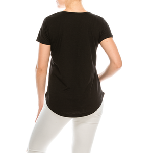 Pacote de 4 camisetas femininas essenciais cores sólidas básicas com gola colher Urban Diction