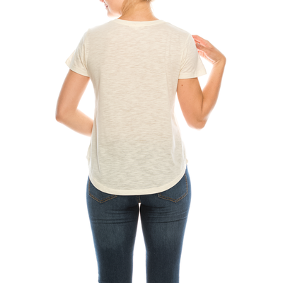 Urban Diction 4er-Pack Neutralfarbene T-Shirts mit V-Ausschnitt für Damen