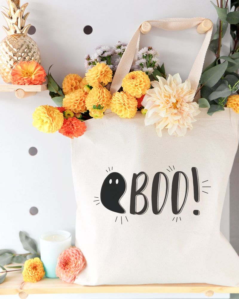 Buh! Halloween-Baumwollsegeltuch-Einkaufstasche