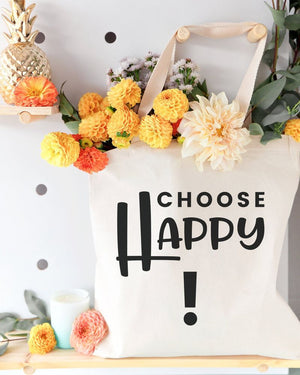 Choose Happy Cotton Canvas Tote Bag