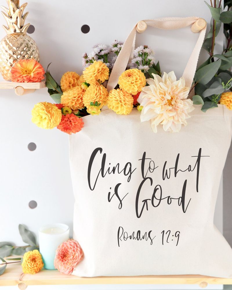 Cling to What is Good, Romans 12:9 Cotton Canvas Tote Bag - Walmel