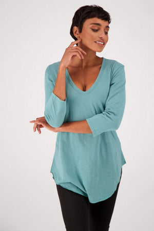 The Relaxed ¾ Sleeve V-neck T-shirt