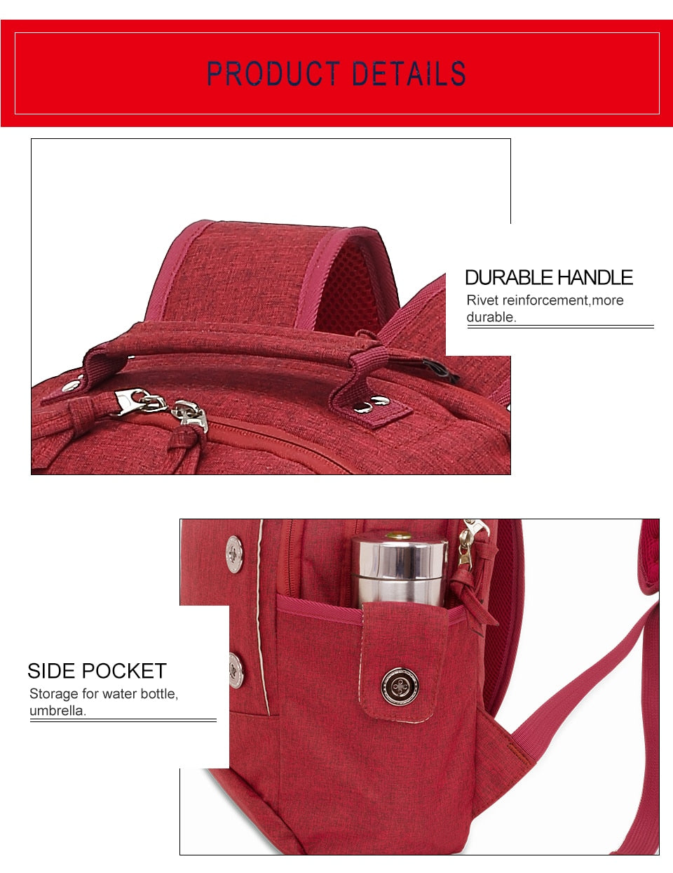 Women's Waterproof Business Stylish Backpack Red - Walmel
