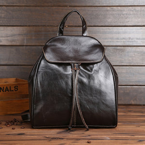 Women's cow leather casual travel backpack - Walmel