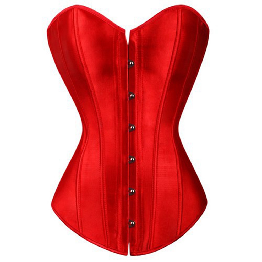 Women's Lace Up Overbust Corset / Plus Size - Solid Colored Black Red - Walmel